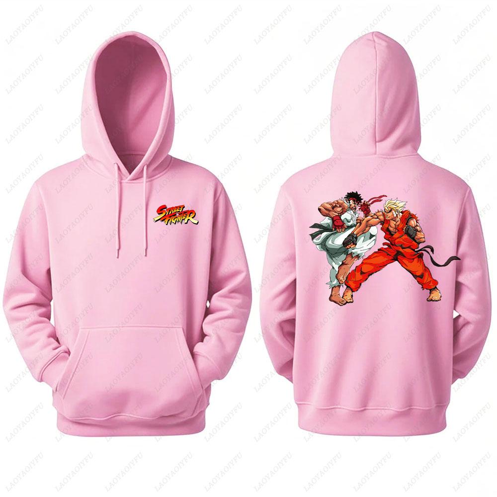Street Fighter Men's Hoodie Anime Game Print Casual Long-sleeved Sweatshirt Double-sided Streetwear for Autumn ropa de hombre