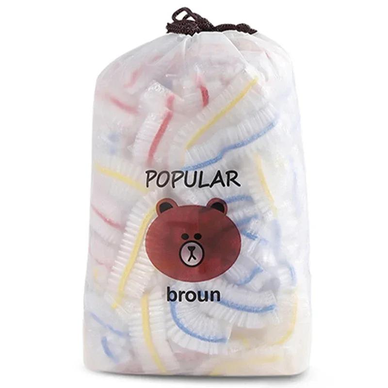 1000/100 PEÇAS Capa Descartável para Alimentos Plástico Elástico Envoltório Capas para Alimentos Tampa para Conservação Fresca de Cozinha Prato Embalagem Colorida Sacos de Armazenamento