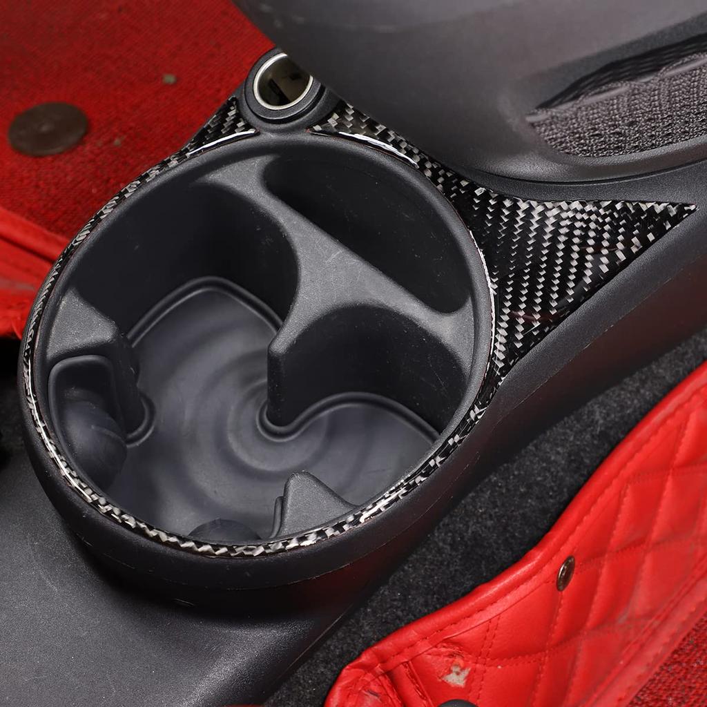 Sauicemy Carbon Fiber Cup Holder Cup Holder Drink Holder Protective Interior Car Decorative Trim Kit for Fiat 500 Fiber Look Cup Cover, Sticker,