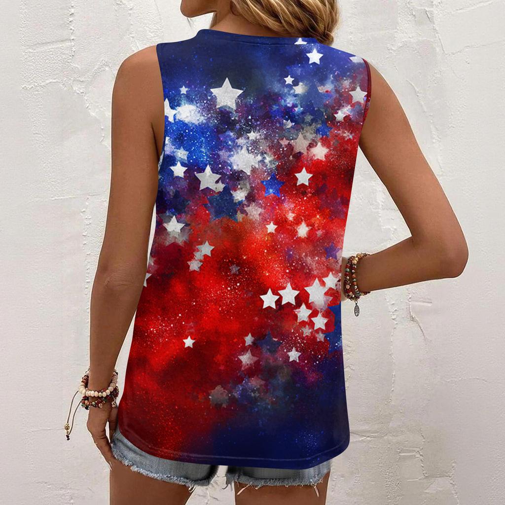 Square Collar Tank Top Women Print Tank Tee Casual Loose Fit Sleeveless Shirt