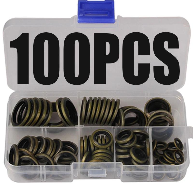 

100/150/240pcs Bonded Washer Metal Rubber Oil Drain Plug Gasket Fit M6 M8 M10 M12 M14 M16 Combined Washer Sealing Ring