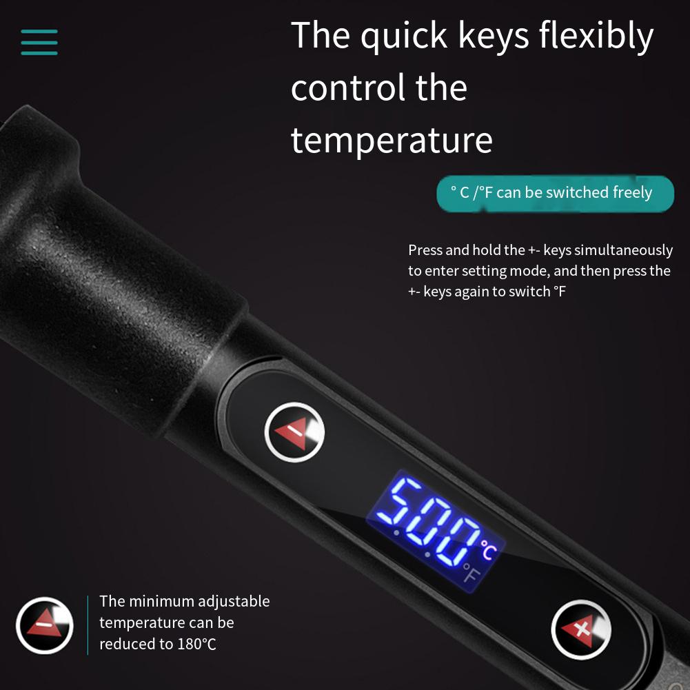 Adjustable Temperature Solder Iron Ergonomic Handle Design