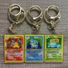 Pokemon Anime Charizard Keychains Blastoise Venusaur Mewtwo Small Card Key Chain Diy Acrylic Action Toy Figures Game Collection