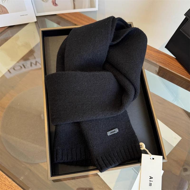 High Quality 100% Wool Scarf Women Men Autumn Australian Pure Wool Knitted Muffler Female Male Solid Simple Decorate Scarves