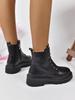 Winter 2026 Lace Up Pu Leather Motorcycle Woman Plus Size Short Booties Shoes Thick Warm Long Plush Ankle Boots for Women