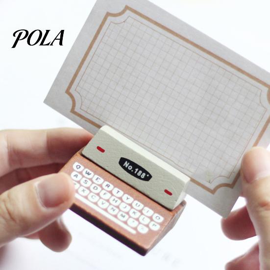 Retro Desk Accessory Wooden Typewriter Memo Clip, Vintage Place Card Holder, Clamp Decorative Message Photo Picture Holder Stand for Home Office