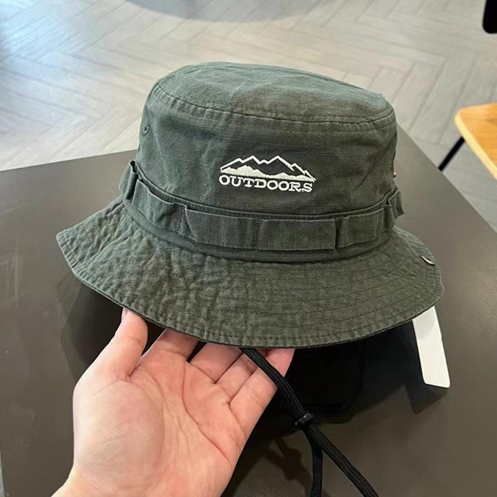 Mountain Range Embroidery Travel Hat Unisex Sunscreen Hats Fashion Fisherman Hat  Hiking