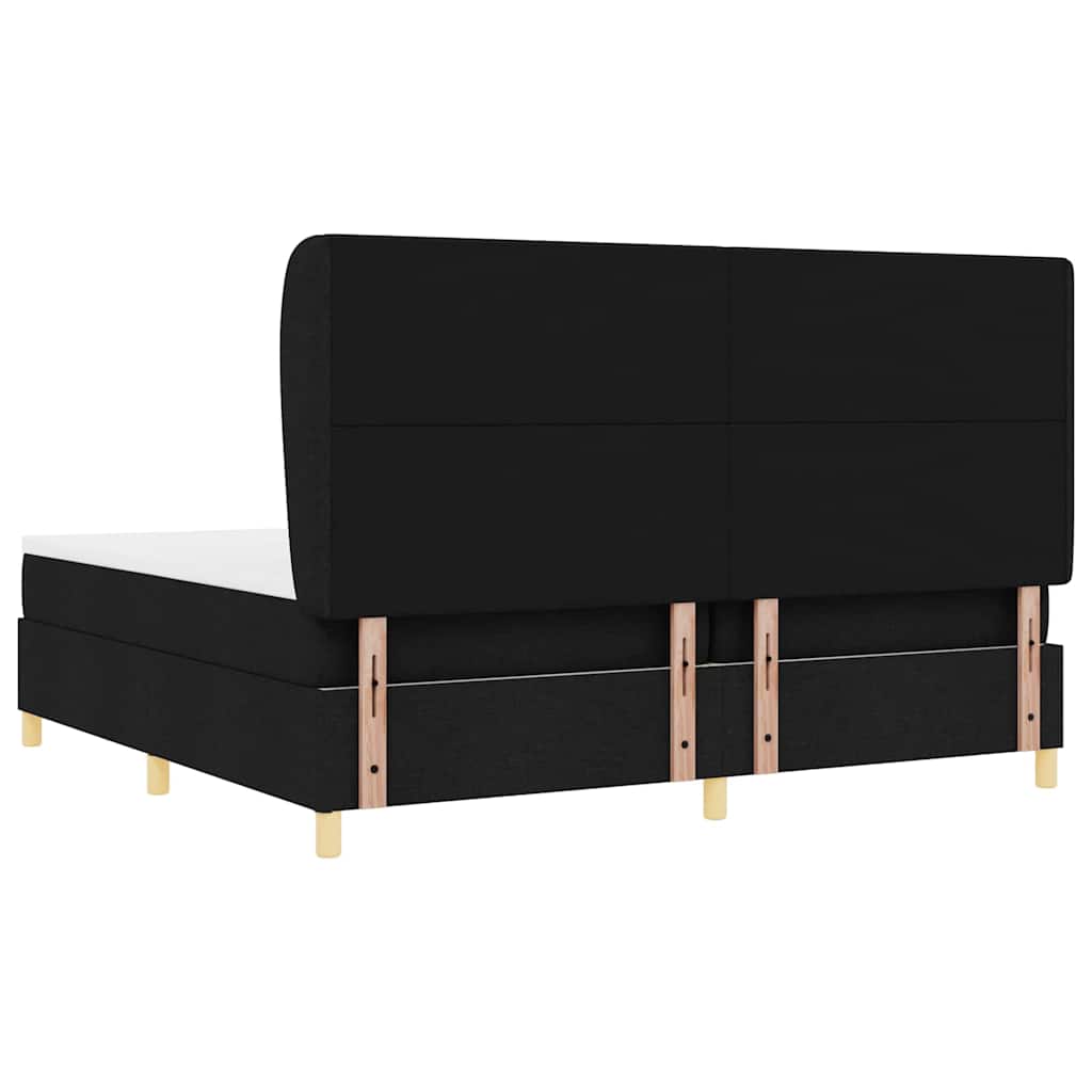 Boxspring Bed with Headboard Black 200 X 200 Cm Fabric