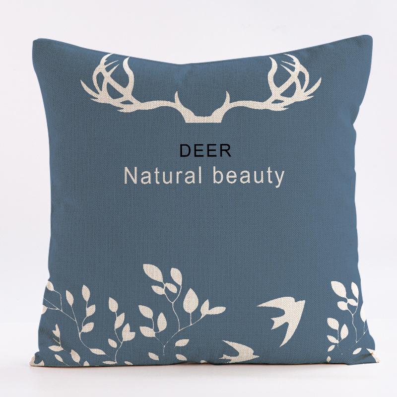 Christmas Blue Moose Throw Pillow Cover With Short Plush Print For Living Room Sofa Decoration Cushion Cover Pillow Covers