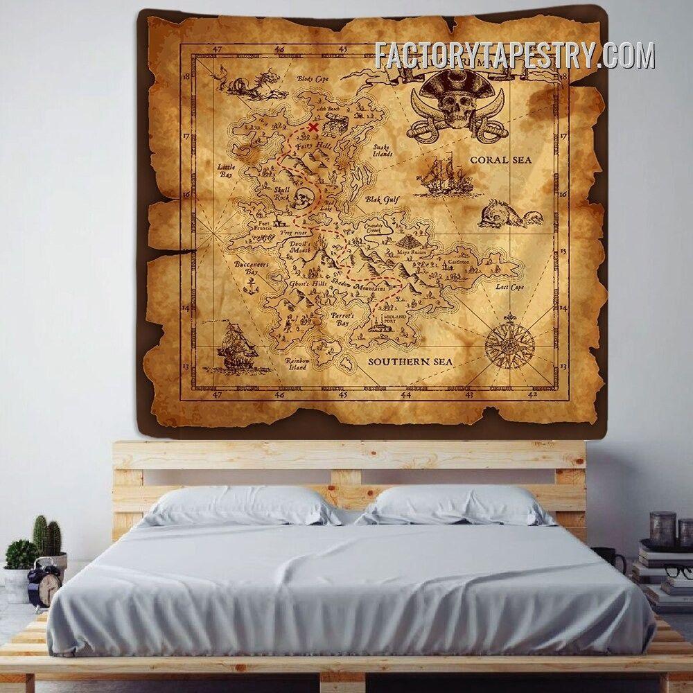 Tapestry Pirate Treasure Map II 75x100 чёрный
