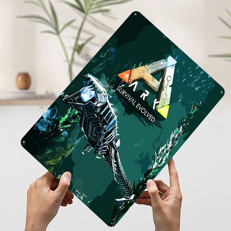 ARK Survival Evolved Game Tin Plaque Poster Customized Wall Art Retro Vintage Metal Signs for Man Cave Gamer Room Decoration 7.9x11.8In(20x30cm)