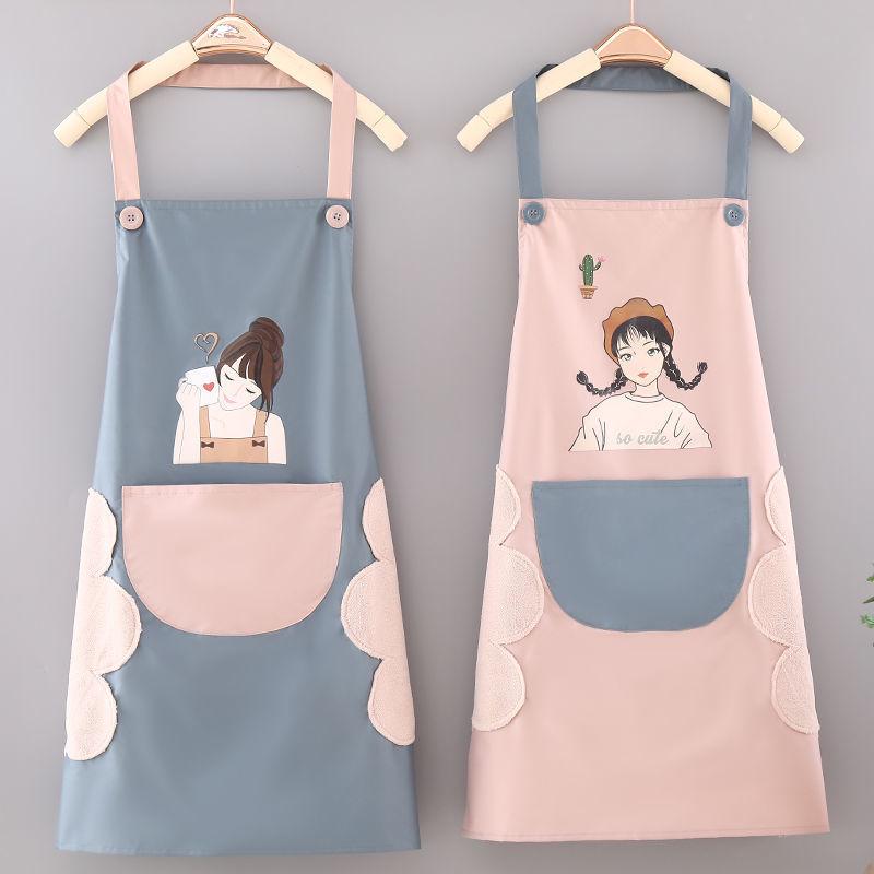 Women's Waterproof & Oilproof Korean-Style Cooking Apron - Fashionable, Wipeable Smock for Kitchens