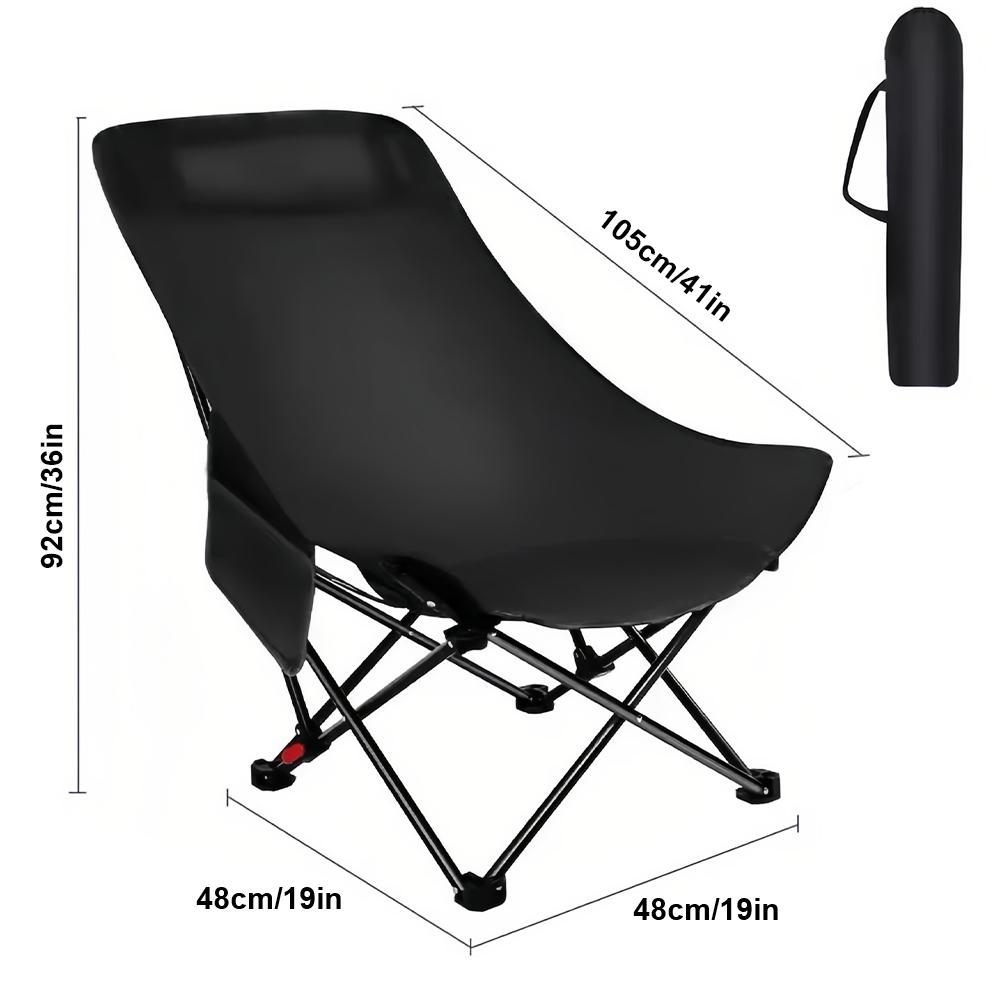 Folding Camping Chair Foldable Fishing Chair Ultralight Compact Beach Chair with Carrying Bag Adjustable for Outdoor Activities
