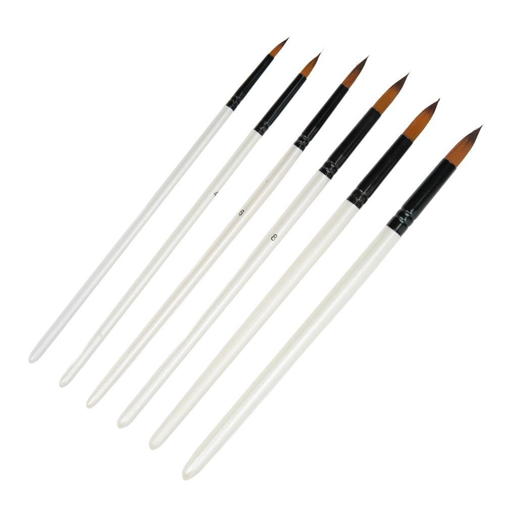 6pcs 6 Sizes Watercolor Brush Set Fine Detail Tip Oil Paint Brush Tips Fine Detail Tip