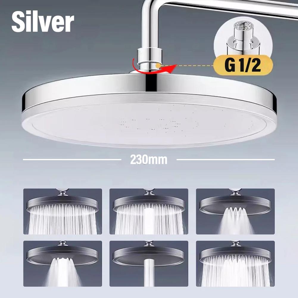 

Adjustable Shower Head Big Panel Shower Head Bathroom Decor Detachable Shower Head High-Pressure Water Saving For Bathroom срібний