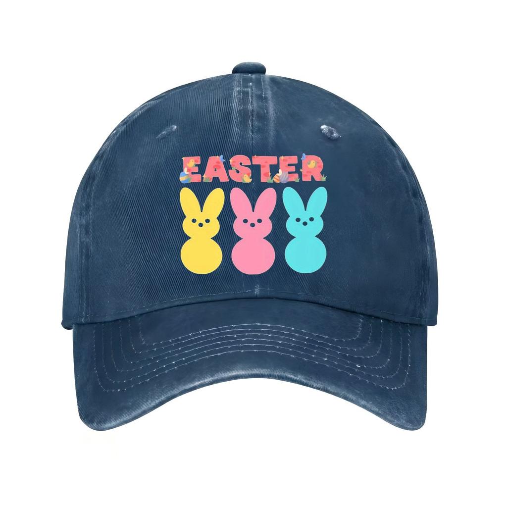 Easter Peeps Bunny Baseball Cap Distressed Cotton Casual Adjustable Hat for Unisex Adults