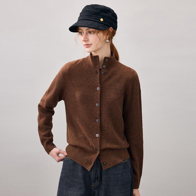 Kemeng Boka Women's 100% Cashmere High-Neck Cardigan