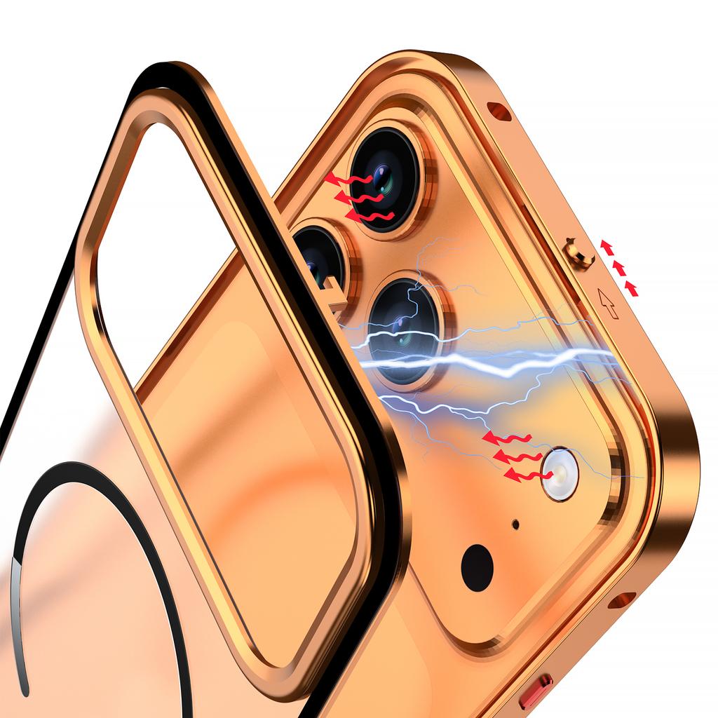 For iPhone 17 Pro Case Compatible with MagSafe Aluminium Alloy PC Matte Phone Cover Pop-Up Snap Lock