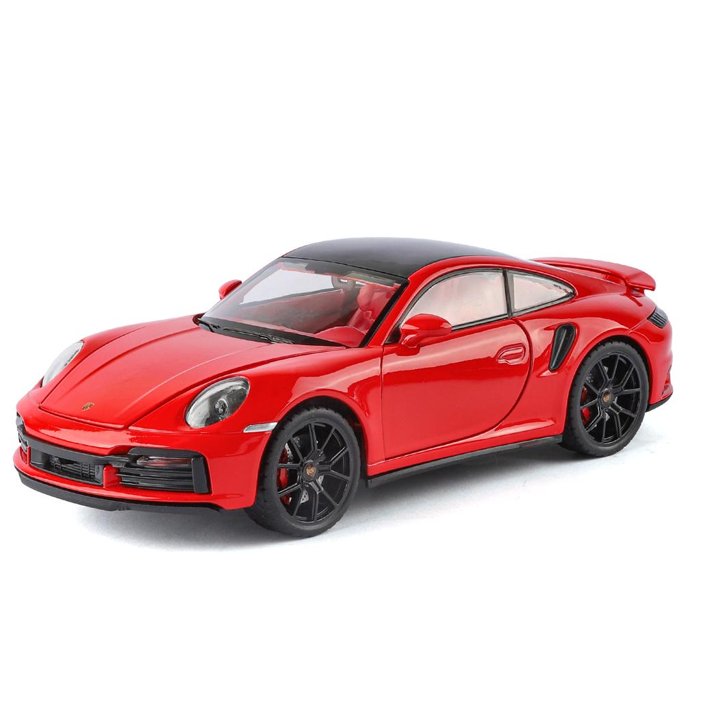 1/24 Porsche 911 Turbo S Diecast Alloy Metal Toy Car Miniature Model Pull Back Sound & Light Doors Openable Collection Gift Boy