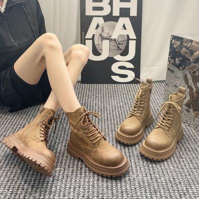 Dicke Plateau-Kurzstiefel für Damen Herbst/Winter 2025 neue Britische Stil Dicke Motorrad-Kurzstiefel für Damen