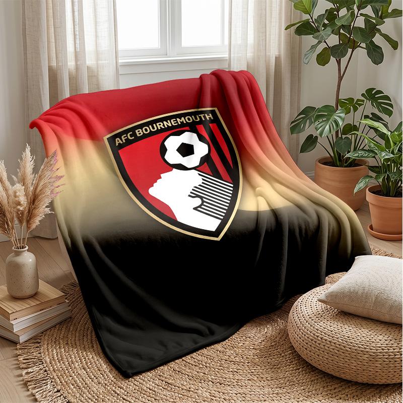 Bournemouth Football Print Flannel Blanket, Soft Warm Lightweight Throw Blanket for Sofa Bed Camping