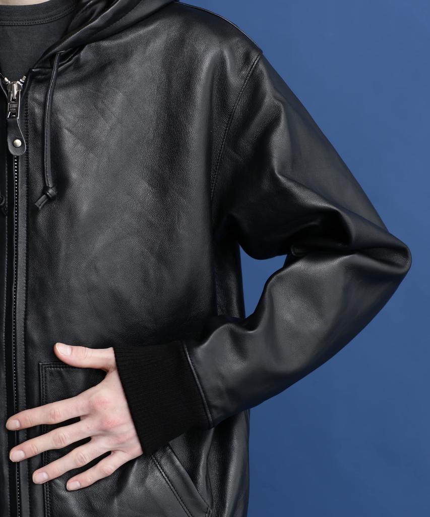 Schott NYC Leather Size Full-Zip Parka, Men's, 2XL, Black, 010, 782-3950080