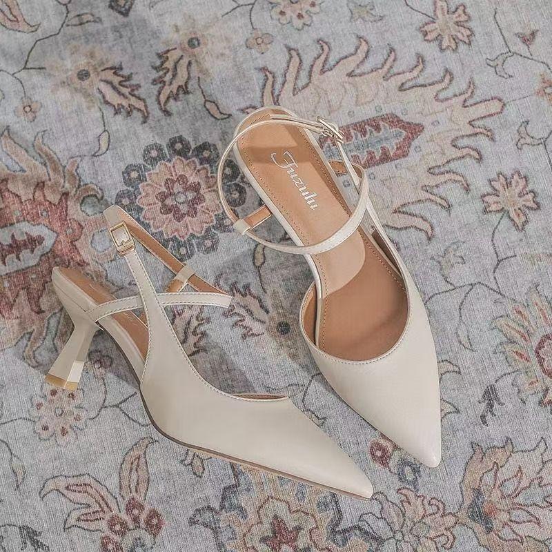 

Универсальные сандалии с острым носом, сумка на голове пустая, женские летние новые, на тонком каблуке, с мягкой подошвой, фея, ветер, пряжка на одном ремешке, одинарная обувь, женские 37