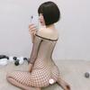 Fishnet Bodysuits Catsuit Dame Transparent åpent skritt Sex-klær Se gjennom kroppsstrømper Mesh Mesh Hot Erotisk dameundertøy