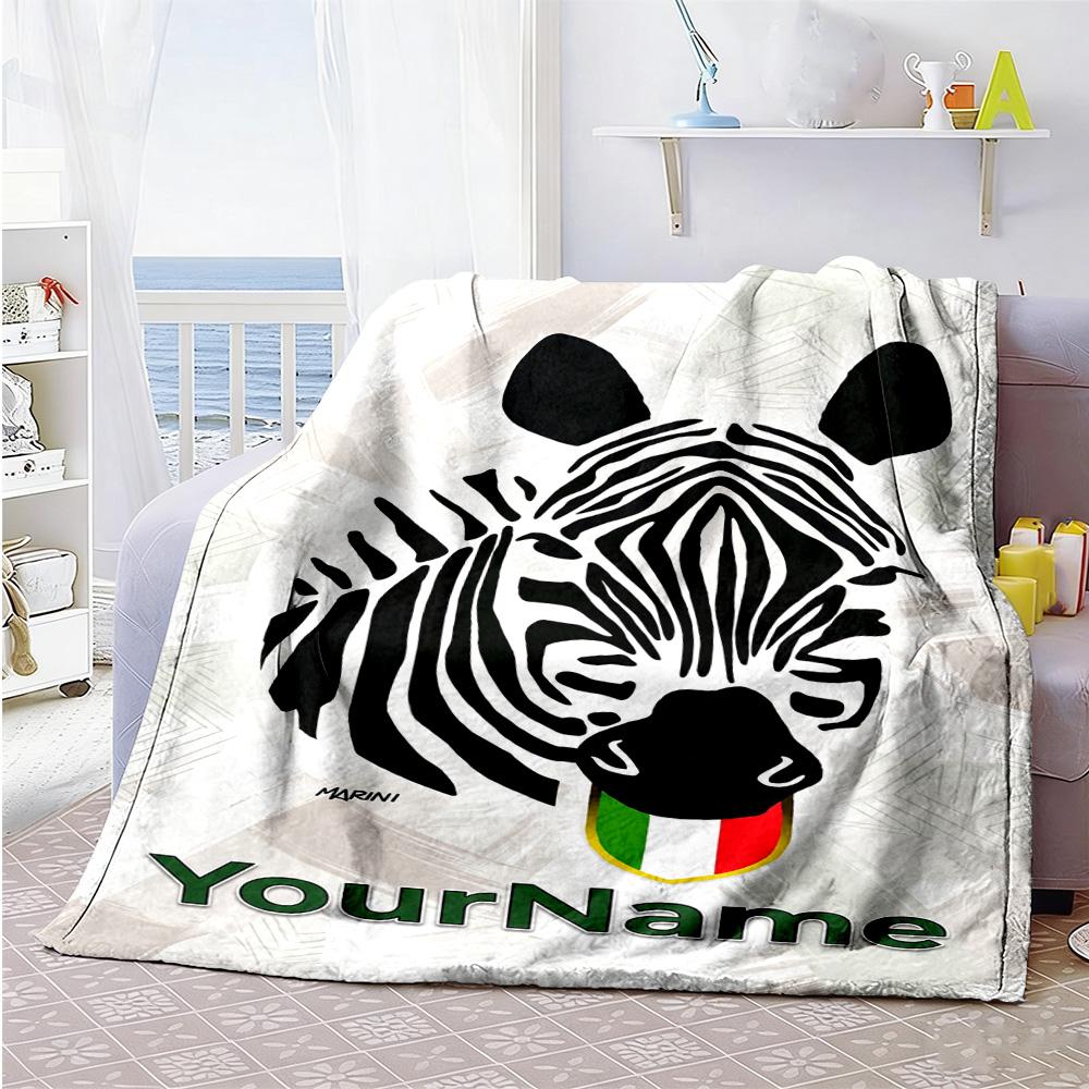 Juventus Customize Text Blanket Cozy Customizable Blanket Ultra-Soft Suitable for Office Sofa Seaside Home Decor All-Season Use