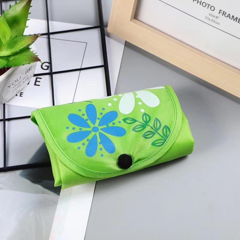 1PC Button Closure Tote Shopping Bag Grocery Reusable Foldable Oxford Cloth Large Capacity Floral