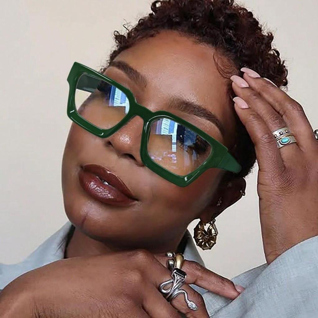 Óculos Quadrados Retrô Anti-Luz Azul Femininos, Armação Grossa, Lentes Planas, Moda Europeia-Americana
