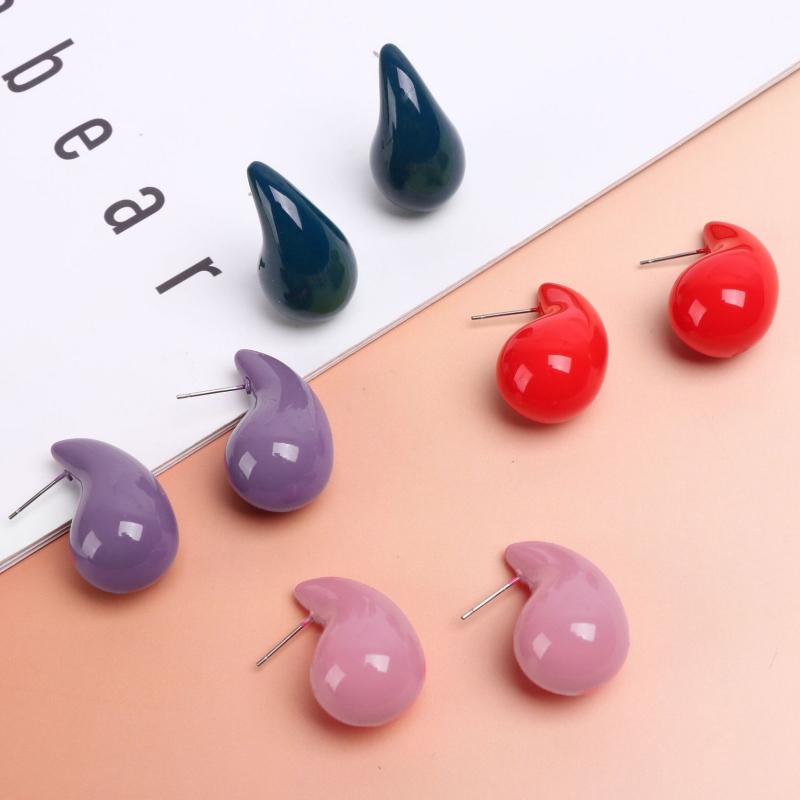 Stylish Women's Stud Earrings Red Orange Enamel Small Water Drop Earrings for Female Lovely Cute Earrings aretes de