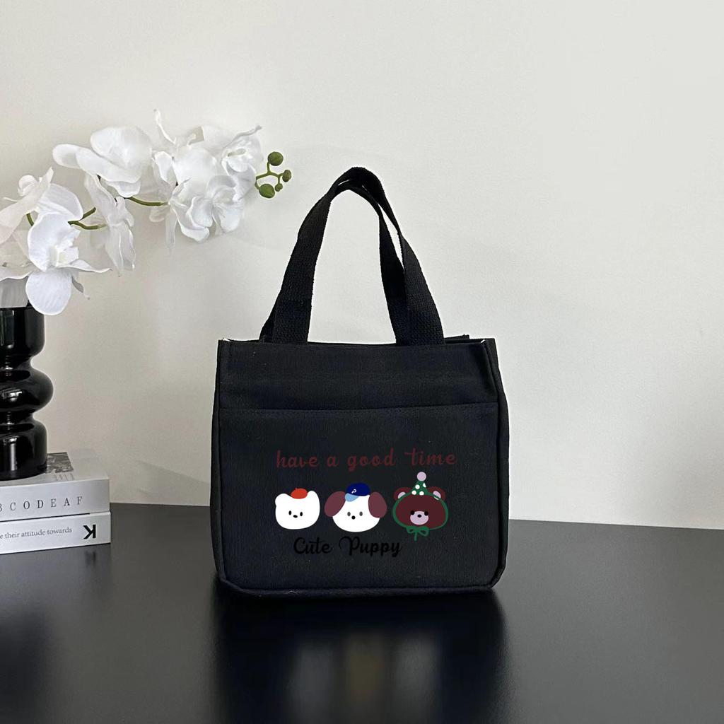 New canvas tote bag dirt-resistant large-capacity simple office worker student versatile lunch box mommy thermal insulation bento bag
