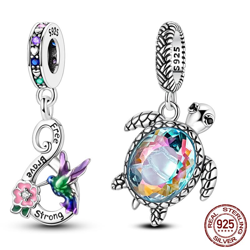 

Original Copper Charms Hummingbirds Turtles Pendants For Women Beads Fit Bracelet Necklace Jewelry Making Gift