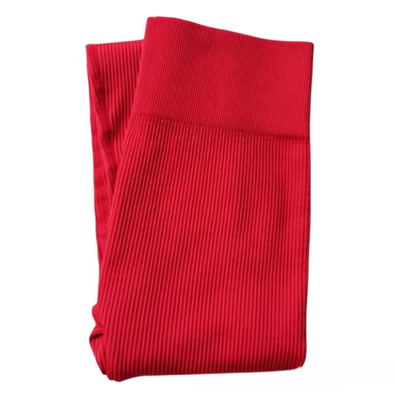 Damemote Ribbete Yogabukser Høy midje Fitness Leggings Joggebukse