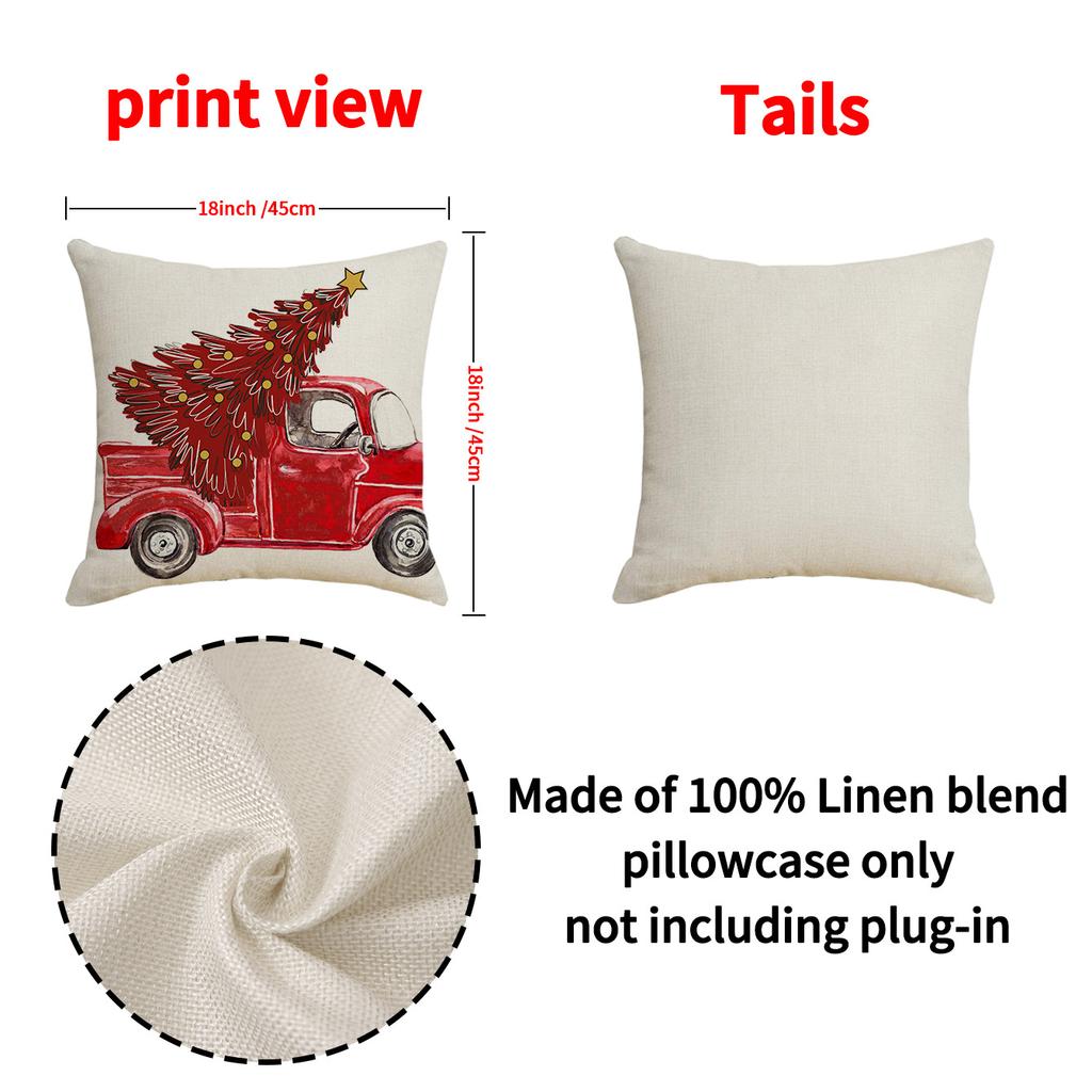 New Red Christmas Pillow Cover Linen Letter Print Pillow Living Room Decoration Sofa Cushion Cover