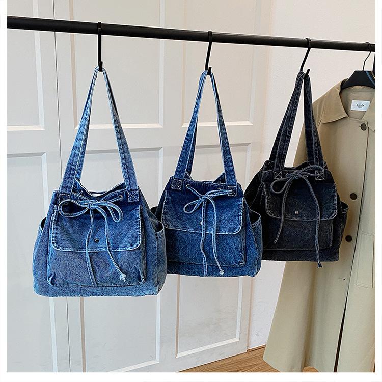 Simple and Exclusive Denim Handbag for Women, Retro Underarm Bag, High-end Lightweight Crossbody Tote Bag