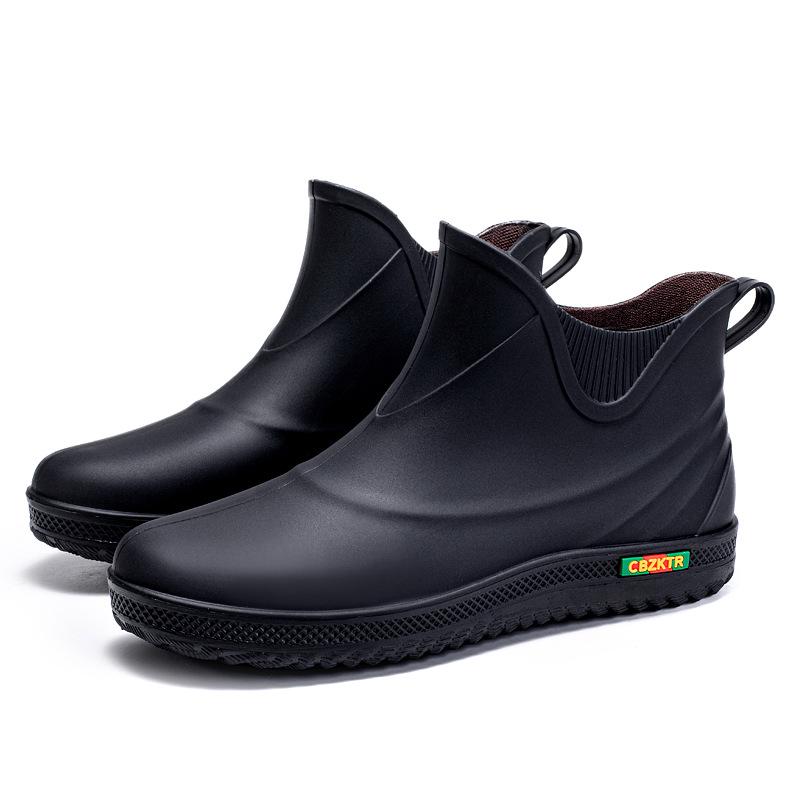 Men's Japanese-Korean Lightweight Waterproof Rain Boots: Durable, Non-Slip Rubber Shoes for Outdoor Activities, Fishing, and Car Washing.