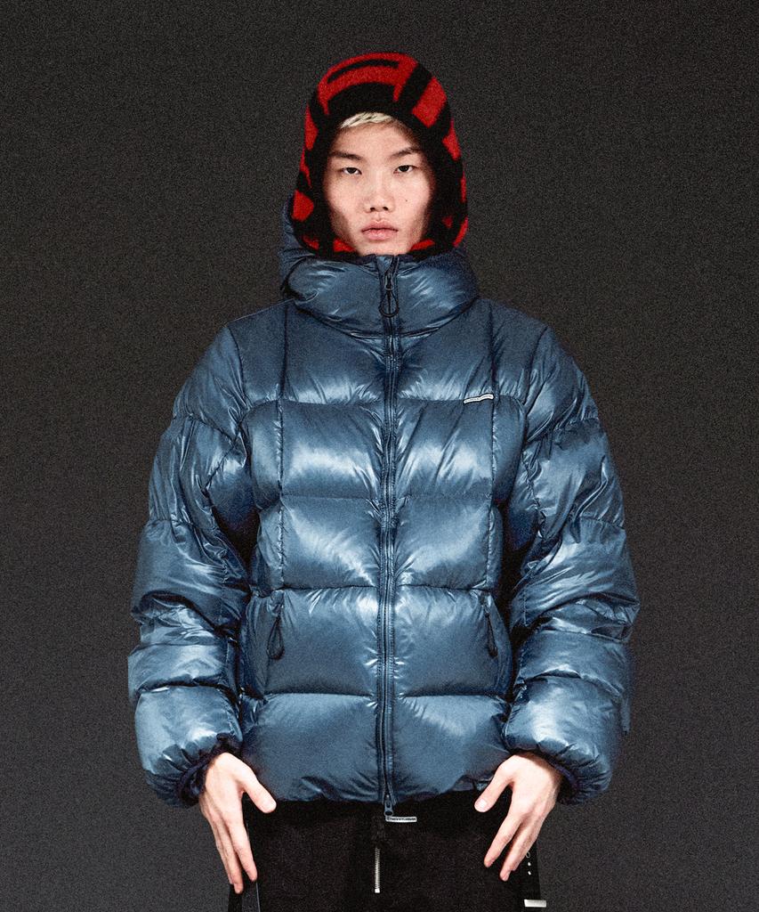 Thevinylhouse Hooded Duck Down Jacket Blue