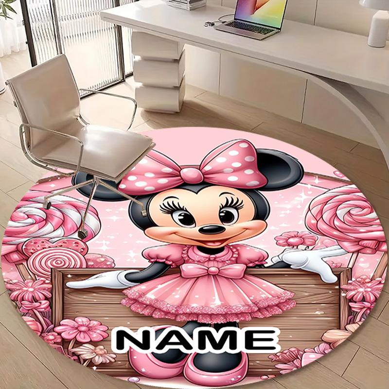 Personalized M-Minnie Round Chair Office Rug - Perfect for Mat, Office Chair & More - Ideal Gift for Birthdays and Holidays