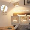 Lampadaire arqué - NETTLIFE - Style bohème - Doré rotin/métal - Hauteur réglable 165-180 cm - LED 9W
