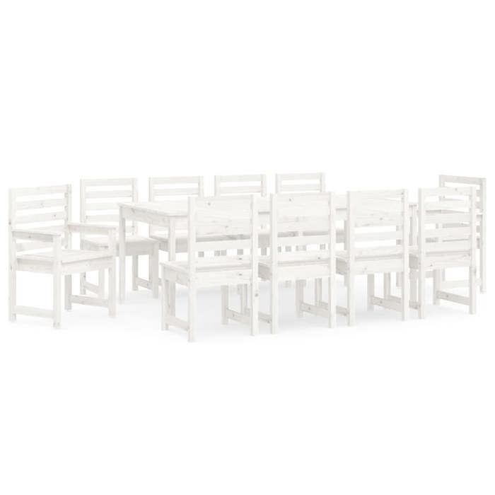 VidaXL 11-piece Garden Dining Set White Solid Pine Wood, Dining Room Set, Dining Set 3154720