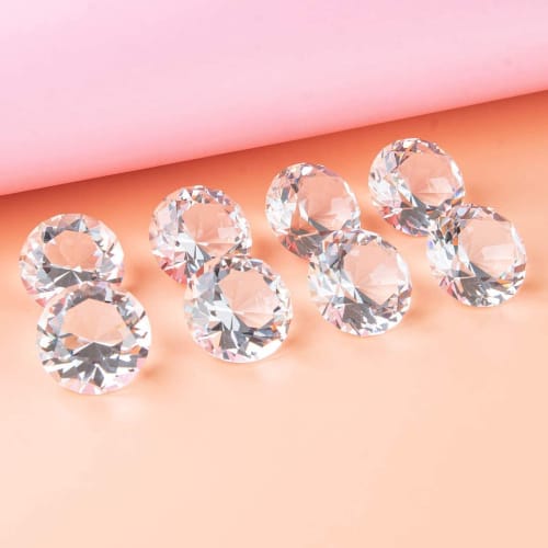 LONGWIN 30mm (1.2 Inch) Crystal Diamond Theme Dinner Party Table Decorations, Party Favors, Gifts for Kids, Pack of 8 (Clear)
