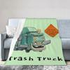 Cozy Flannel Throw Blanket with Trash Truck Design Perfect for Netflix Nights Picnics Travel or As a Warm Bedspread In Living Ro