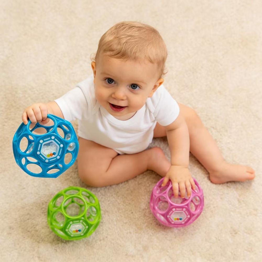 Baby Hollow Sensory Ball,Soft Grasping Ball Toy With Rattle,Early Development Hand-Eye Coordination Toy For Boy&Girl Toys