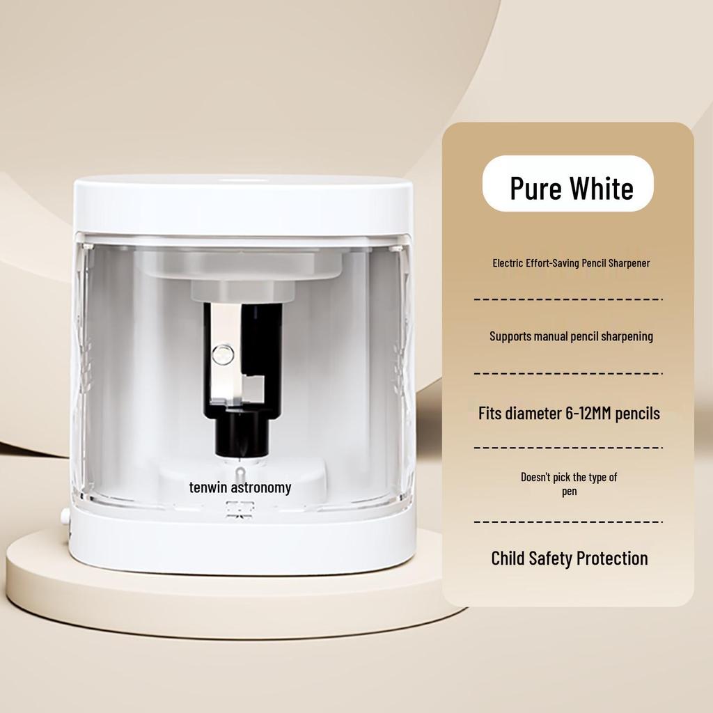 Tianwen Portable Automatic Pencil Sharpener, Black & White, Model S8320
