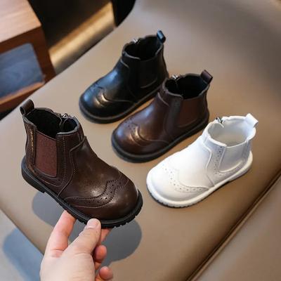 Mädchen Lederstiefel für Herbst Winter Neue Prinzessin Mädchenschuhe Mode Vielseitige Kurze Stiefel für Mädchen Stiefeletten Botas Niña