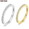 OEVAS 1.5MM Real Moissanite Band Ring White Gold S925 Silver for Women Sparkling Anniversary Gifts