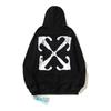 Unisex Off-White Embroidered Letter Hooded Sweatshirt for Autumn/Winter