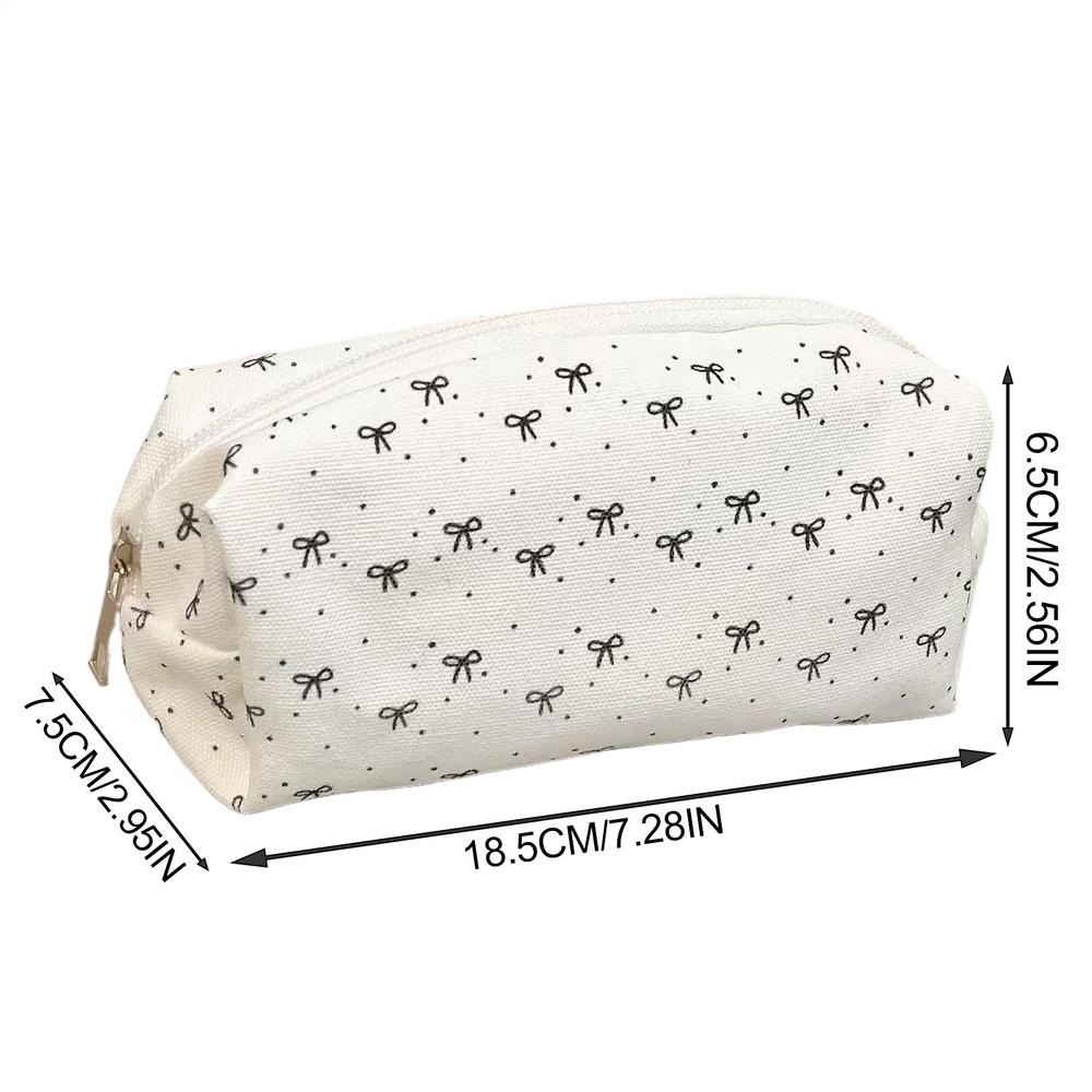 

New Pencil Pouch Bow Ribbon Decoration Fabric Pencil Pouch School Stationery Organizer Pencil Bag белый